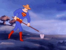 superman hoe farmer funny cartoon