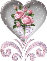 Nasserq Heart Sticker - Nasserq Heart Pink Roses Stickers