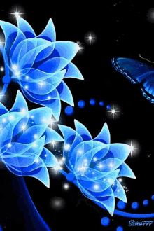 Blue Flowers GIF - Blue Flowers Butterfly GIFs