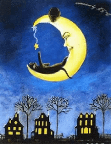 Bedtime Story Cat GIF - Bedtime Story Cat Moon GIFs