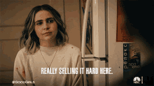 Really Selling It Hard Here Annie Marks GIF - Really Selling It Hard Here Annie Marks Mae Whitman GIFs