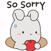 gray rabbit apple forgive me i am so sorry