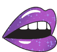 Purple Purple Glitter Lips Sticker - Purple Purple Glitter Lips Purple Sparkle Lips Stickers