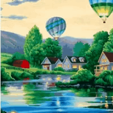 water hot air balloon pond river