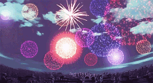 fireworks firework night aesthetic anime
