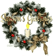 seasons greetings wreath snow