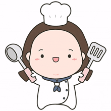 little chef baby girl happy cooking