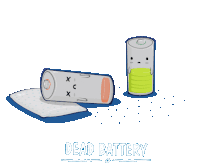 Downsign Dead Battery Sticker - Downsign Dead Battery Pun Stickers