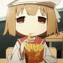shoujo shuumatsu ryokou girls last tour anime girl eating french fries french fries anime