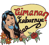 Woman On The Old Phone Asking How Are You Sticker - Moms Prayerson The Road Gimana Kabarnya Happy Stickers