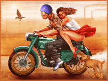 dog chase motorcycle