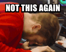 Not This Again Head Banging On Keyboard GIF - Not This Again Head Banging On Keyboard Linus Tech Tips GIFs