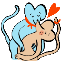 Two Mice Embracing While Their Tails Move Around. Sticker - Souris D Amour Kisses Love Stickers