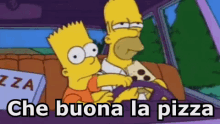 Homer Simpsons Bart Pizza Guidare Macchina Mangiando Strada GIF - Homer Simpson Bart Pizza GIFs