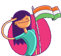 Girl Saluting National Flag Sticker - L3india Girl Cute Stickers