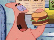 Patrick Star Burger GIF - Patrick Star Burger Hungry GIFs