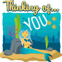 Thinking Of You Mermaid Life Sticker - Thinking Of You Mermaid Life Joypixels Stickers