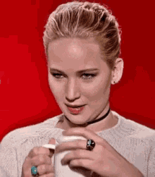 Jennifer Lawrence Drink Coffee GIF - Jennifer Lawrence Drink Coffee GIFs