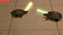 Sergio Es El Mas Jujo Turtle GIF - Sergio Es El Mas Jujo Turtle Lightsaber Fight GIFs