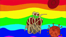 spaghetti monster flying spaghetti rainbow spaghetti monster littlebitmore rainbow swimming