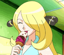 Cynthia Licking Ice Cream GIF - Cynthia Licking Ice Cream Pokemon GIFs