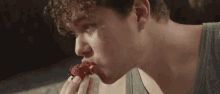 bite taste succulent strawberry biting