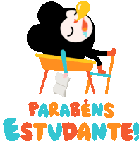 Cute Critter Sleeping With Caption Congrat'S Students In Portuguese Sticker - We Lovea Holiday Tired Sleeping Stickers