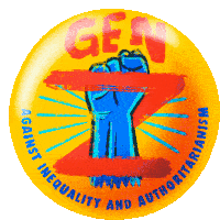 Gen Z Against Inequality And Authoritarianism Fist Sticker - Gen Z Against Inequality And Authoritarianism Gen Z Inequality Stickers
