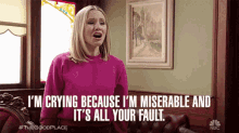 The Good Place Crying GIF - The Good Place Crying Its All Your Fault GIFs