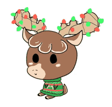 cute christmas reindeer lights cartoon