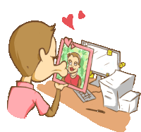 Nyemot Kisses Photo Of Girlfriend Sticker - Si Dakudan Nyemot Missing You I Love You Stickers