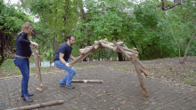 wood balancing wood structure makeshift base experiment fail diy