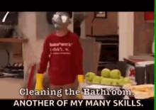cleaning bathroom