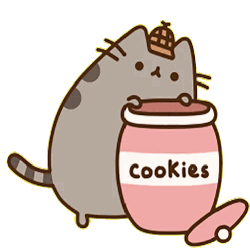 pusheen holding cookie