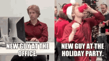 new guy newbie at the office work holiday party