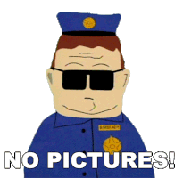 No Pictures Officer Barbrady Sticker - No Pictures Officer Barbrady South Park Stickers