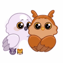 Eagle And Snowy Owls GIF - Eagle And Snowy Owls Kissing GIFs