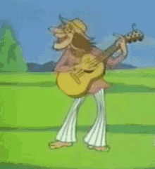 hippie woodpecker playing guitar