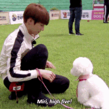 jungkook cute dog miri high five