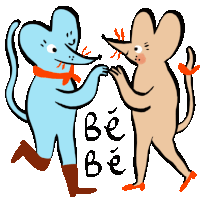 Two Mice Dancing And Winking At Eachother. Sticker - Souris D Amour Couple Mice Stickers
