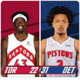 Toronto Raptors (22) Vs. Detroit Pistons (31) First-second Period Break GIF - Nba Basketball Nba 2021 GIFs