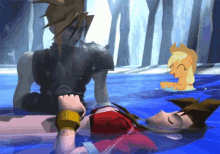 final fantasy vii cloud aerith swimming
