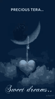 cat heart moon sweet dreams good night