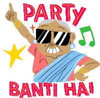 Grandma Sayinh Party Banti Hai Sticker - Modern Parivar Party Banti Hai Stickers