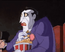 joker popcorn batman the animated series watching movie clown
