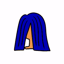 animated cute long hair blue hair hiding