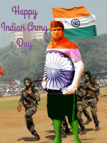 happy indian army day flag gun