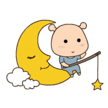 night cute animation cartoon moon
