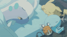 pokemon sleeping goodra pikachu lil rat guy