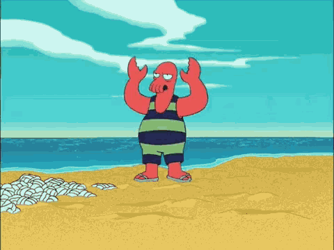Zoidberg scuttles into the ocean 